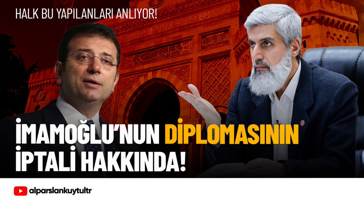 1. AÇIKLAMA | İstanbul Üniversitesi Yönetim Kurulunun, İmamoğlu’nun da aralarında bulunduğu biri profesör 28 kişinin diplomalarının “yokluk ve açık hata” gerekçeleriyle geri alınmak sureti ile iptal etmesi hakkında: İstedikleri kadar bunu hukuki bir süreç gibi göstersinler. Herkes bunun neden yapıldığını çok iyi biliyor. İmamoğlu Cumhurbaşkanı adayı olmasaydı başına bu gelir miydi? Cumhurbaşkanı adayı olunca bunu ortaya attılar. Bu yapılan aslında rakibini saf dışı etme operasyonudur. Cuma Tefsir Dersi Soru Cevap Bölümü | 21.03.2025