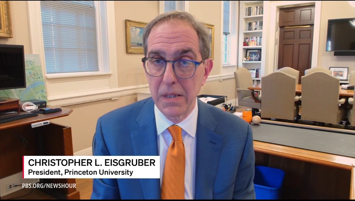 "What concerns me so deeply about what's happening at Columbia and elsewhere right now is that the government seems to be using that funding stream to force concessions that are violations of academic freedom." — President Eisgruber on *NewsHour.