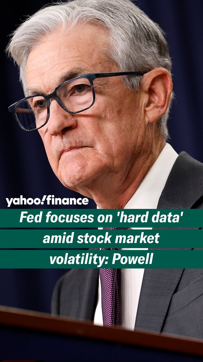 Chair Powell says the Federal Reserve is focused on "hard data" amid stock market volatility.