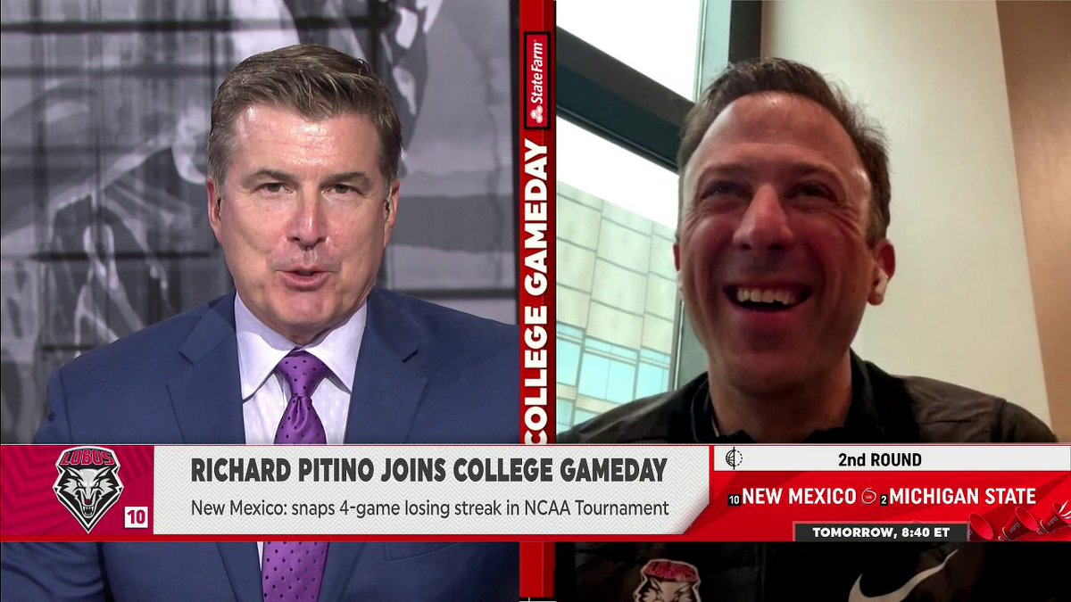 "Hopefully I continue to win a little bit more, and they won't be as nice to me any more like they are to my dad." 😅 New Mexico HC Richard Pitino on him and his dad Rick Pitino's relationship with opposing fans.