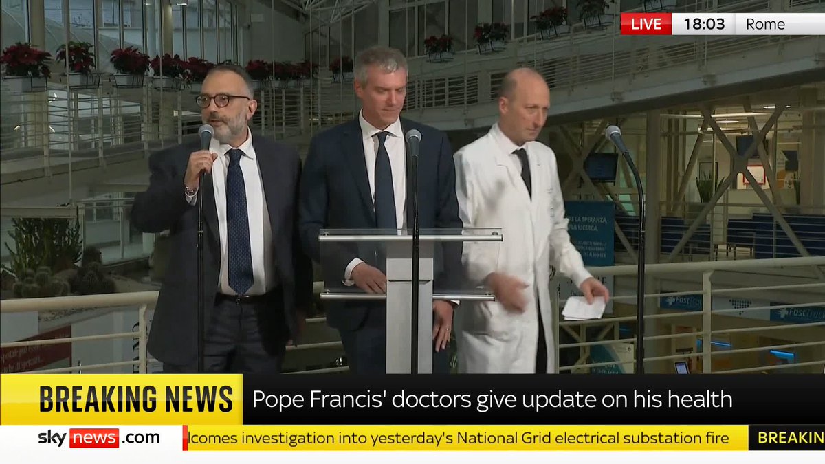 BREAKING: Pope Francis will be discharged from hospital tomorrow, his doctors say 📺 Sky 501, Virgin 602, Freeview 233 and YouTube