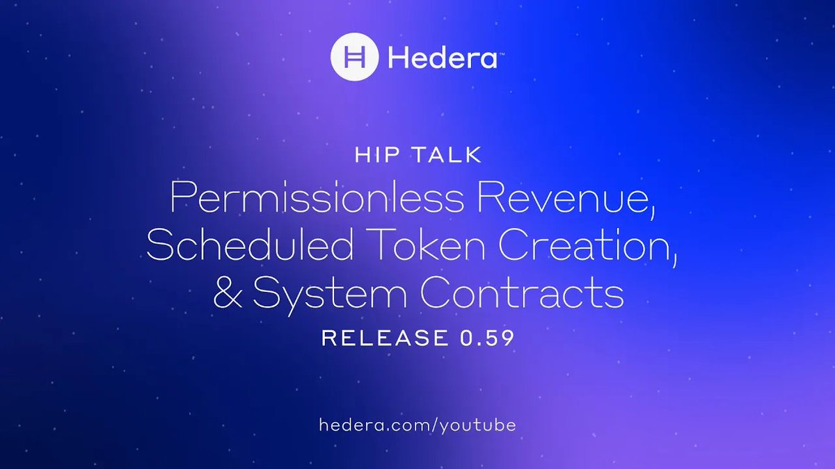 📺 @Hashgraph Dir. of Product Management Keith Kowal &amp; Dir. of Product &amp; Program Management Ali Nikan discuss Hedera mainnet release 0.59 &amp; some of the exciting new functionalities being implemented - Permissionless Topic Monetization &amp; extended scheduling functionalities.