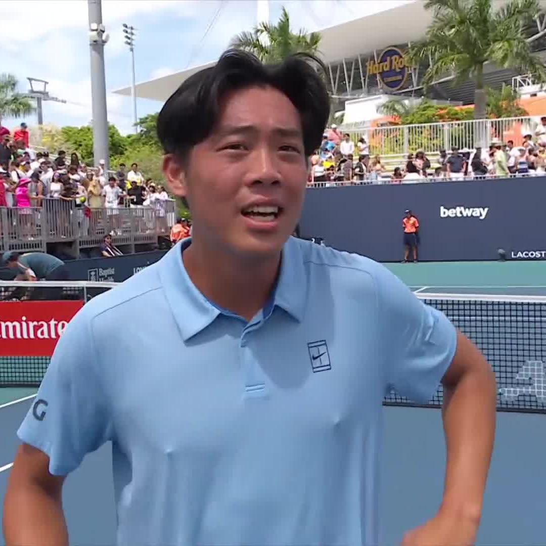 "I feel... I DON'T KNOW" 😱 Coleman Wong in utter disbelief after an electrifying win at #MiamiOpen