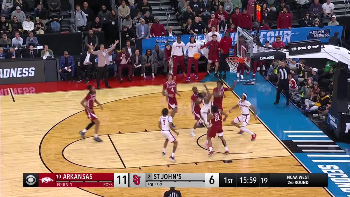 Karter Knox with a DOUBLE BLOCK for Arkansas 😤