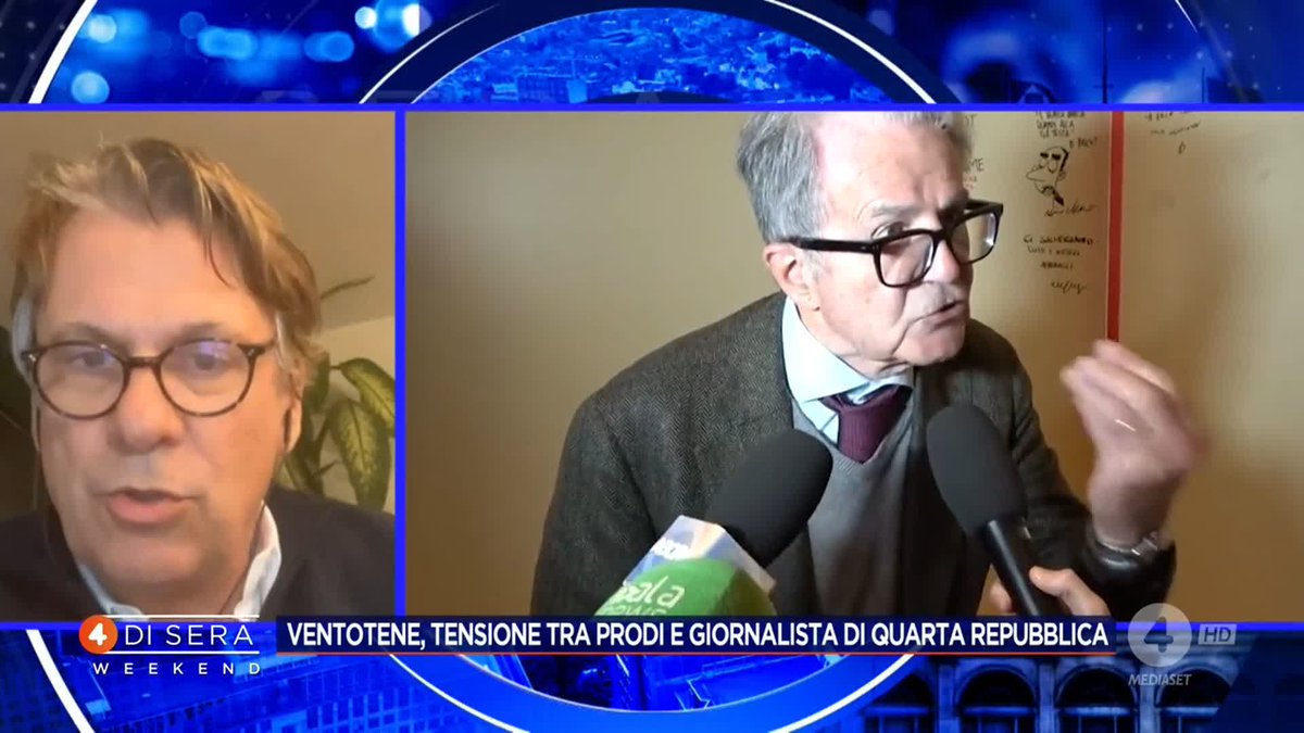 Ventotene, tensione tra Prodi e la giornalista di #QuartaRepubblica Nicola Porro a #4disera Weekend: "Romano Prodi ha messo le mani addosso ad una giornalista"