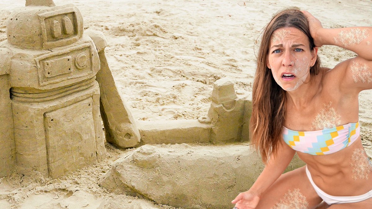 I sculpted a huge sand 🏖️ robot 🤖 ...for my nieces & nephews to SMASH