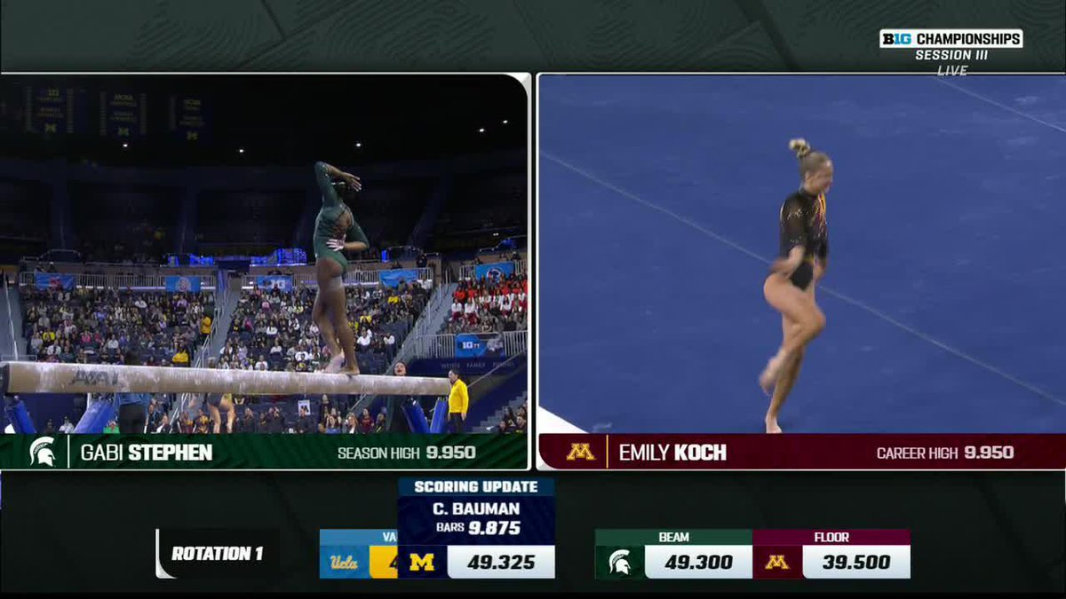 GABI STEPHEN!!!!! THE FIRST BEAM PERFECT 10 IN MSU HISTORY!!!!!! #GoGreen