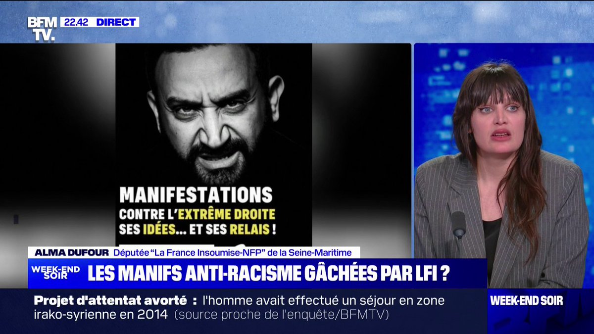 💬 "C'est une très grosse erreur" Alma Dufour (députée LFI-NFP) réagit à la diffusion d'une affiche LFI caricaturant Cyril Hanouna