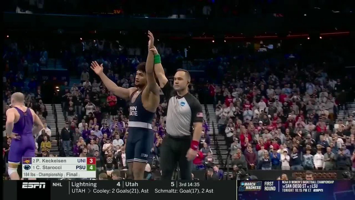 THE NCAA'S FIRST-EVER FIVE-TIME DIVISION ONE CHAMPION 😱 Take a bow, Carter Starocci ‼️ Penn State WRESTLING #B1GWrestling on ESPN 📺