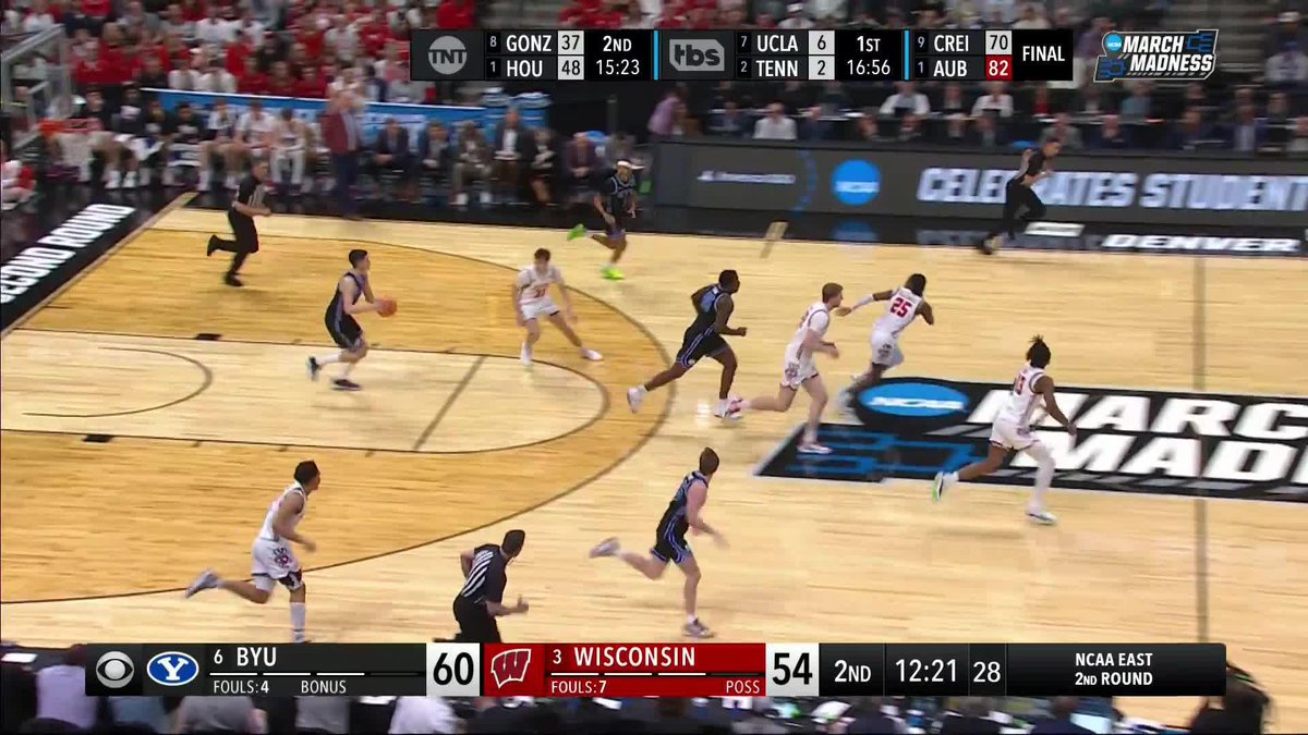 That crowd pop tho 😳 Cougars looking to pull away 👀 #MarchMadness BYU Men's Basketball