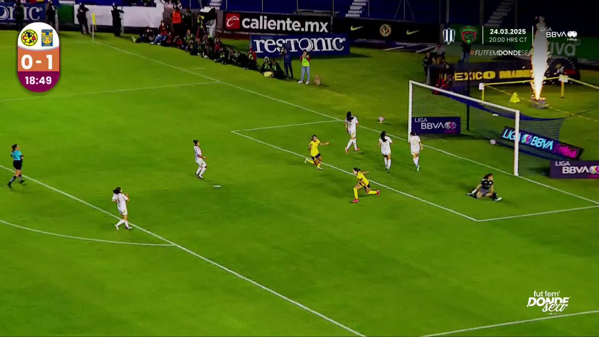 El golazo de Scarlett Camberos para darle el empate al América Femenil, se llevó a todas por velocidad y definió de gran manera🤩💛🦅