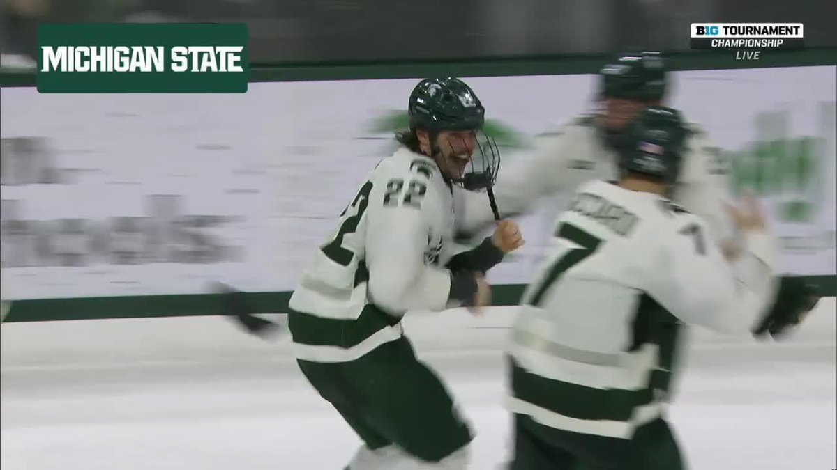 WHO ELSE BUT ISAAC HOWARD ‼️‼️ Michigan State Hockey goes back-to-back as #B1GHockey Tournament Champs 🏆