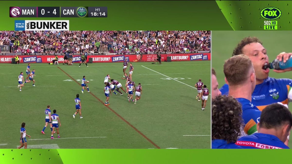 Canberra thought they got over....should this have been a try? 🤔 📺 Watch #NRLManlyRaiders on ch.502 or stream on Kayo: ✍️ BLOG 🔢 MATCH CENTRE