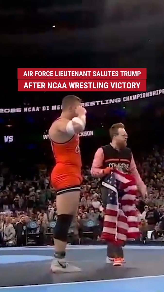 'CAPTAIN AMERICA': After a stunning upset to win the NCAA heavyweight title, U.S. Air Force 2nd Lt. Wyatt Hendrickson shared an emotional moment with Donald J. Trump, saluting him and thanking him for standing by the troops.