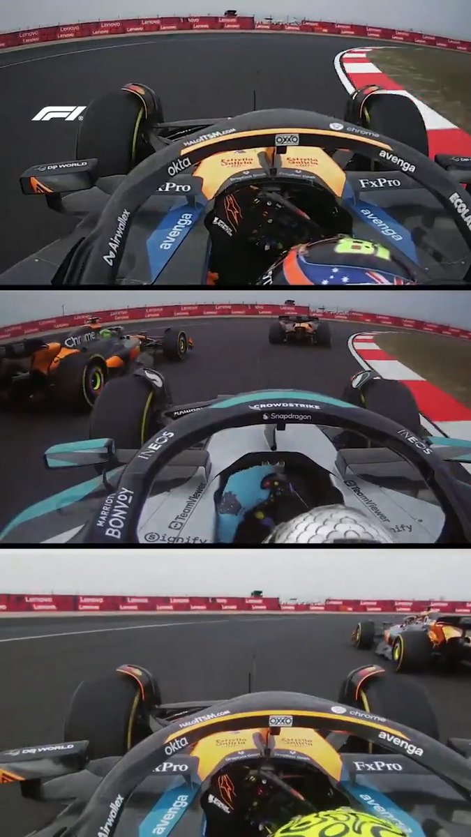 Piastri 🆚 Russell 🆚 Norris A frantic start between the top three on the grid ⚔️ #F1 #ChineseGP