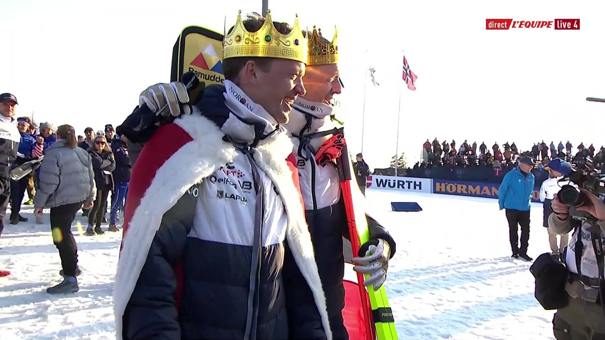 🙌 Oslo et le monde du biathlon rendent hommage aux frères Johannes et Tarjei Boe ! À eux deux : six gros globes de cristal, 106 victoires individuelles en Coupe du monde et bien plus dans un énorme palmarès ! #lequipeBIATHLON
