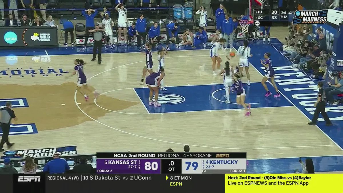 The Wildcats are going to the Sweet 16 for the first time since 2002 ‼️ #MarchMadness x 🎥 ESPN / K-State Women's Basketball