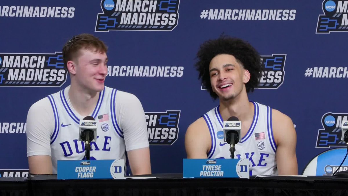 Tyrese Proctor was all smiles finding out he joined his head coach in the Duke Men’s Basketball record books 😆 #MarchMadness
