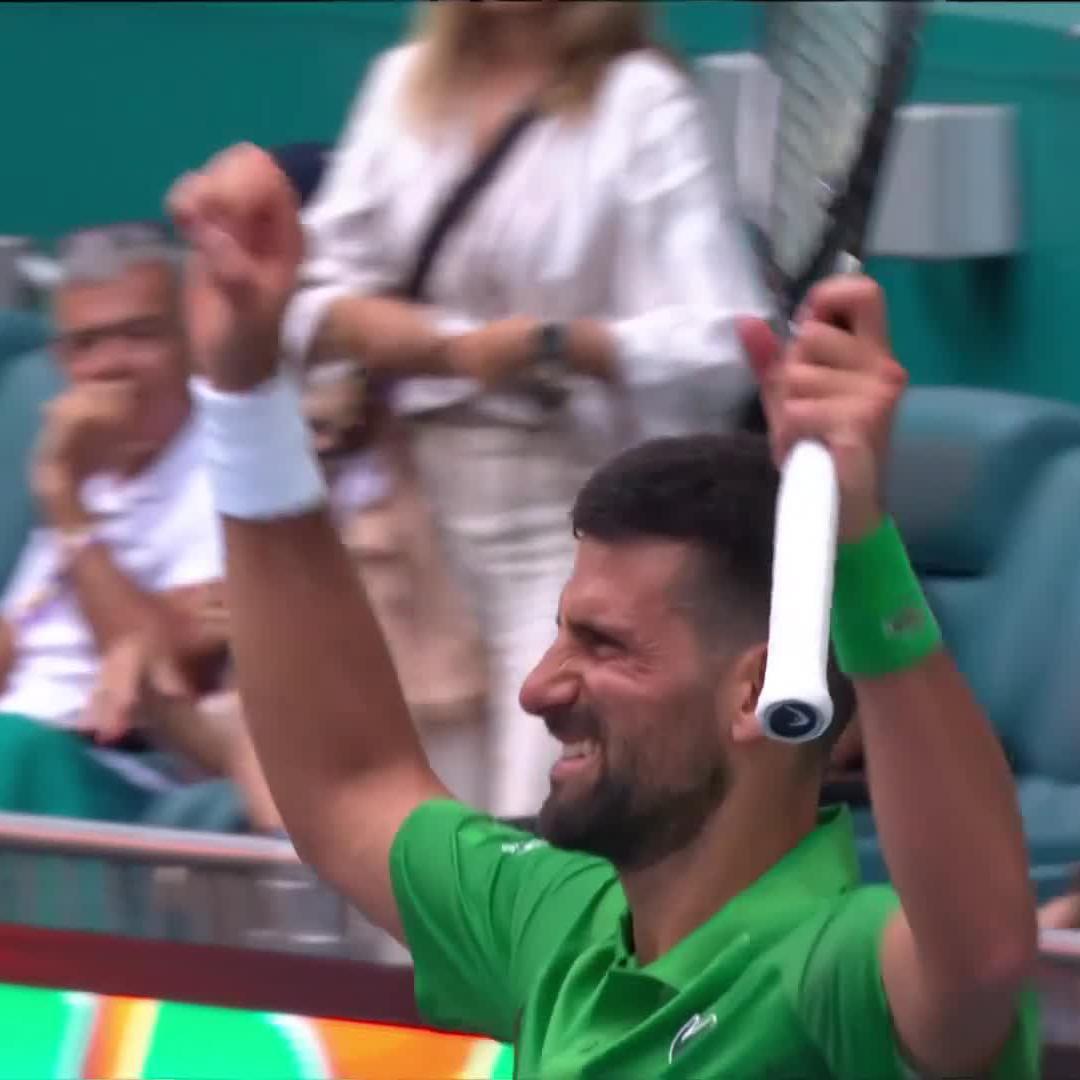 Another day, another record 🤑 The moment Novak Djokovic finished off his 6-1 7-6 win over Ugo Carabelli. #MiamiOpen