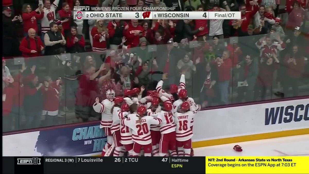 The Badgers win the Natty in OT 🤯 #B1GHockey