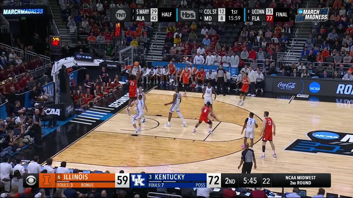 THUNDEROUS alley-oop from the Illini 💥 Do they have a comeback left in them? #MarchMadness Illinois Men's Basketball