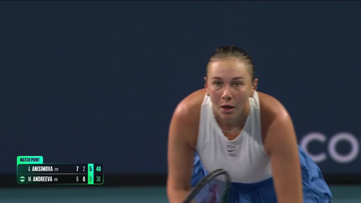 Popping out and showing them! 💪 A will face Emma Raducanu in the next round after defeating Andreeva in a three set epic 7-6(5), 2-6, 6-3. #MiamiOpen