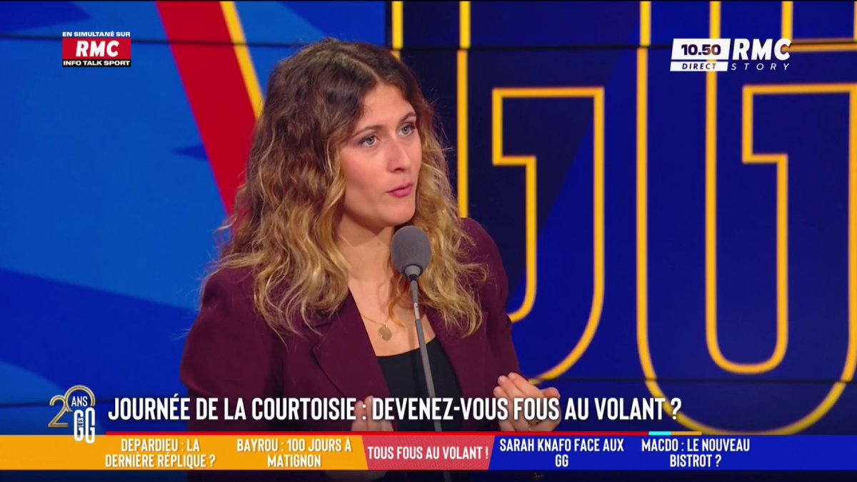 🚘 Journée de la courtoisie : devenez-vous fou au volant ? 🗣️ Flora Ghebali : "Le stress tue. En revenant de mes vacances, je me suis fait agresser 3 fois en 3 minutes à Paris. Il faut politiser la courtoisie et le vivre ensemble." #GGRMC