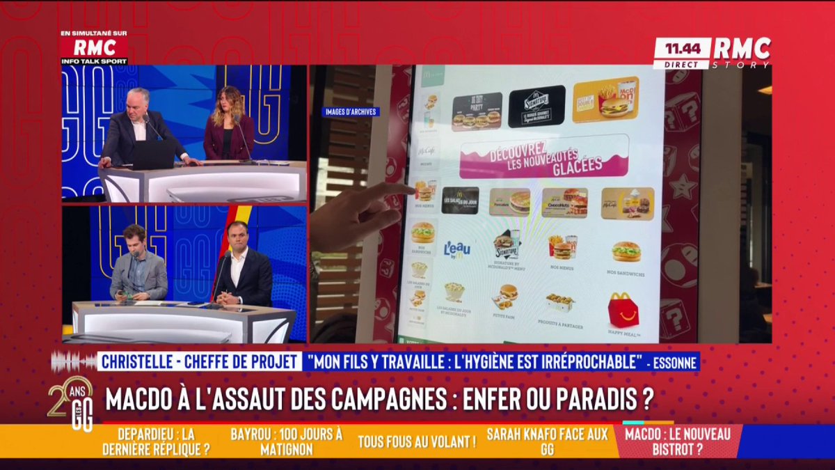 🍔 McDo à l'assaut des campagnes : enfer ou paradis ? 📞 Christelle, au 3216 : "Mon fils étudiant y travaille... seul McDo lui a donné sa chance sans expérience. Il est payé 600€ pour 24h par semaine. Et puis, quand vous y travaillez, vous êtes nourri." #GGRMC
