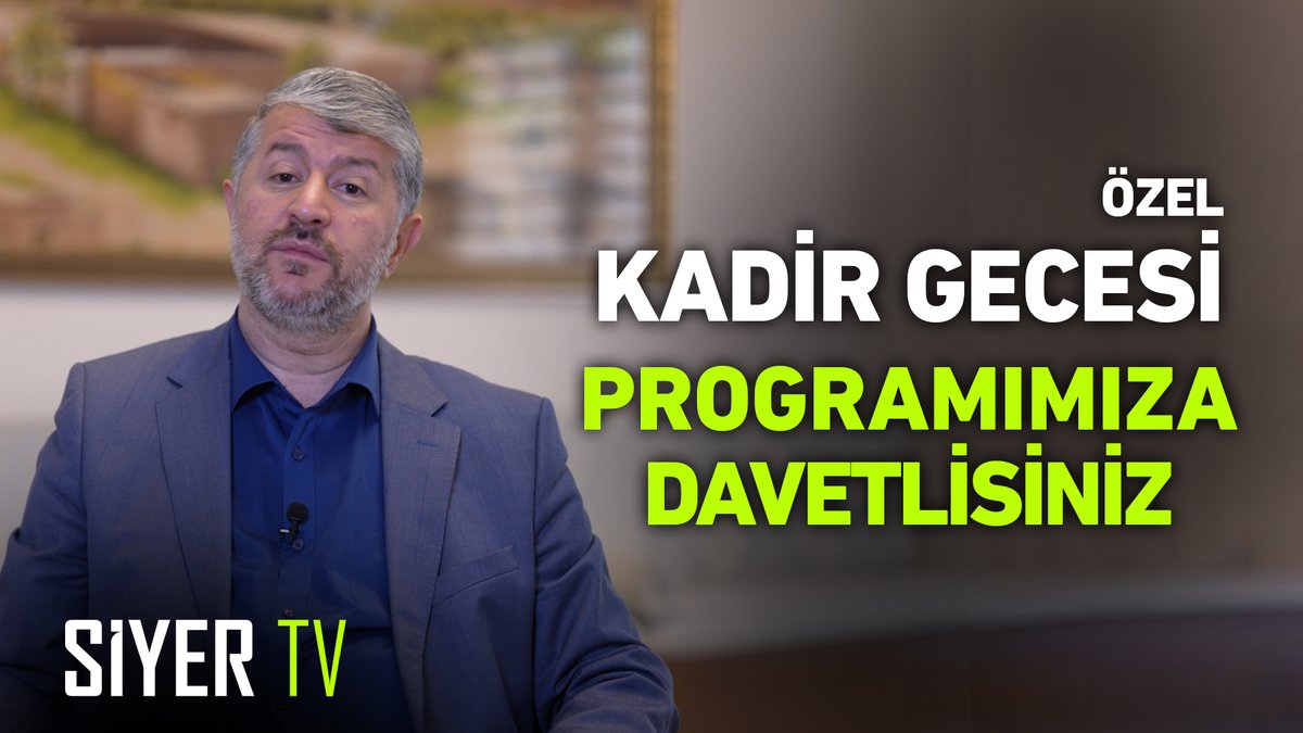 Kadir Gecesi, Kur'ân'ın indiği gecedir. Kadir Gecesi, umumi bir affa mazhar olma imkanıdır. * Ramazan ayının 27. Gecesi düzenleyeceğimiz Kadir Gecesi programına ailece davetlisiniz. 📅 26 Mart Çarşamba - ⏰ 22.00 📌 Hatimleriniz için:
