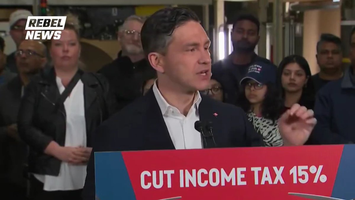Poilievre announces Conservatives will "cut income taxes by 15% for the average worker or $2,000 for the average couple" if elected. "This is a tax cut for everybody who's ever got up early in the morning and worked hard to build our country."