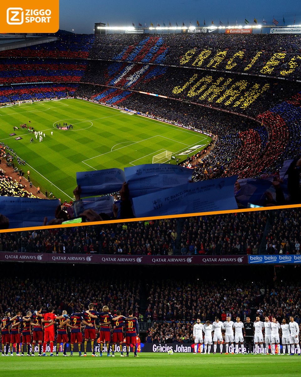 𝐆𝐫𝐚𝐜𝐢𝐞𝐬 𝐉𝐨𝐡𝐚𝐧 ❤️ Vandaag 9 jaar geleden overleed Johan Cruijff en een paar dagen later kreeg hij tijdens El Clásico een schitterend eerbetoon in het Camp Nou ✨ #ZiggoSport #Barça #JohanCruijff
