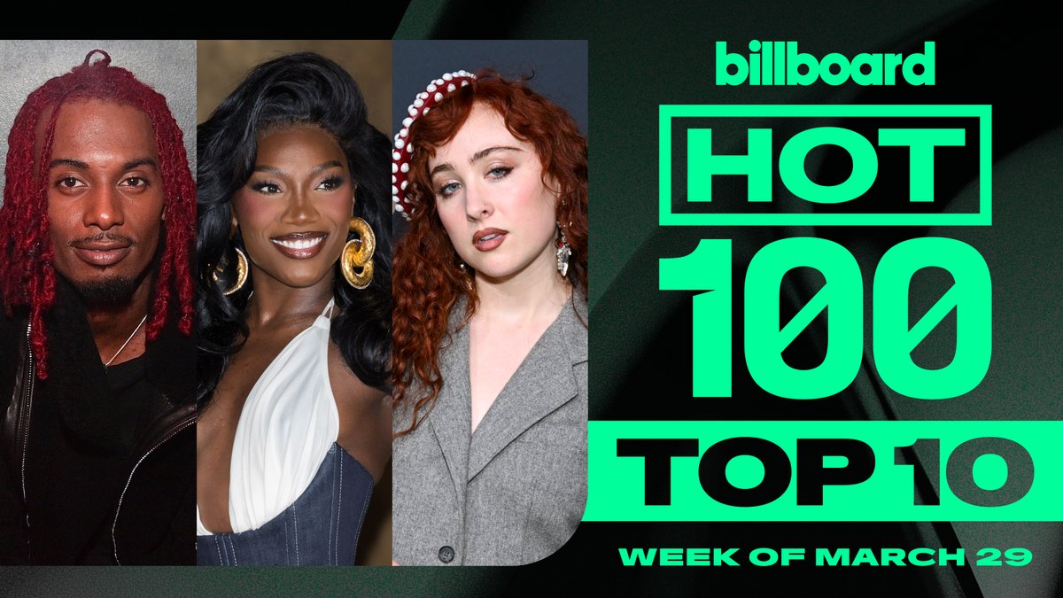 Here’s this week’s #Hot100 top 10 reveal (chart dated March 29, 2025) 📈 Watch now for the big #BillboardNews countdown to No. 1.