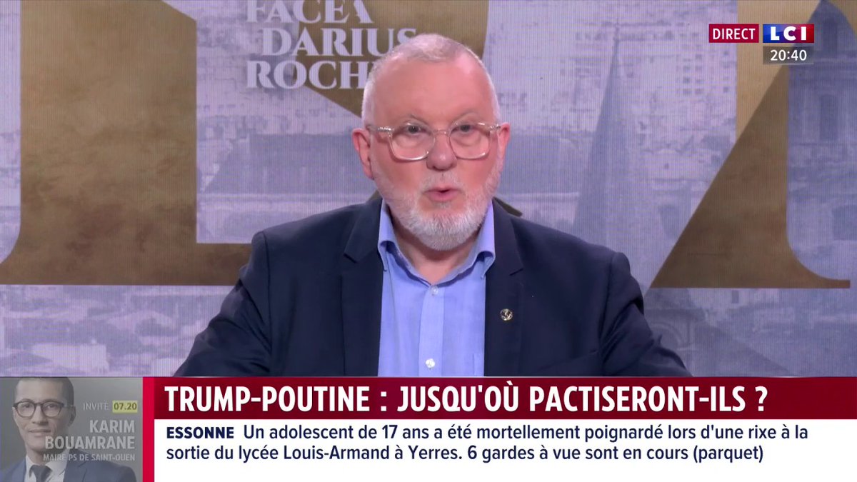 🗣️ Relations entre les États-Unis et la Russie : "On est dans l'innommable" estime le général Michel Yakovleff tandis que Michel Goya juge "qu'on est dans une version du multivers où l'administration américaine est passée complètement à l'Est" ▶️ Darius Rochebin