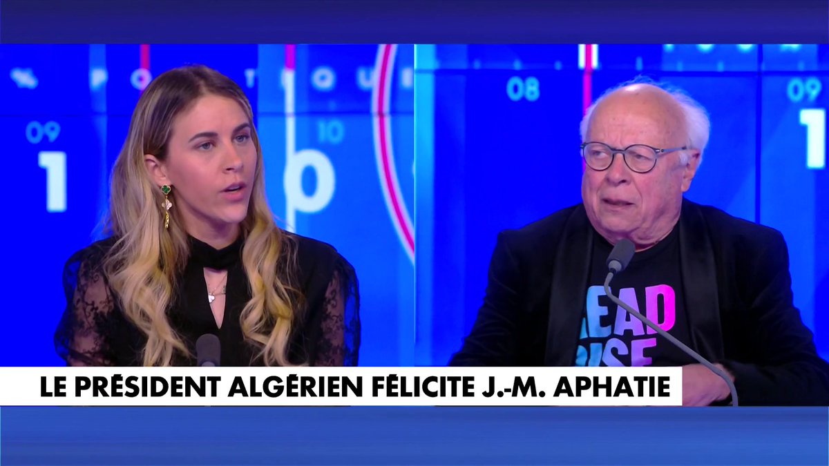 Débat en plateau autour des félicitations du président algérien à Jean-Michel Aphatie dans l'émission 100% Politique.
