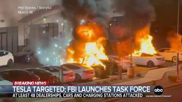 Multiple incendiary devices were found at a Tesla dealership in Austin, Texas, according to police. It comes as the FBI launches a task force to investigate dozens of attacks aimed at dealerships and charging stations in the U.S. @ABCMireya has details.