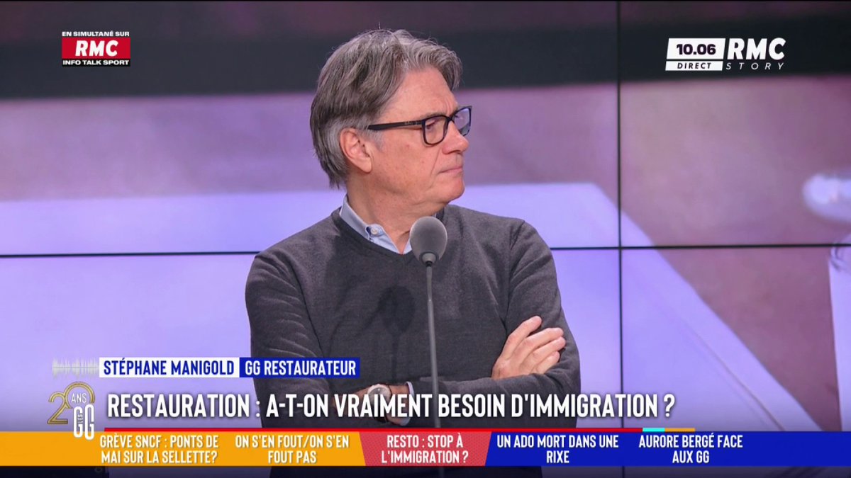 🧑🍳 « La restauration n’a pas besoin d’immigration ! » 🗣️ Le coup de gueule de Stéphane Manigold 🇫🇷 : "En France, plus de 45 000 serveurs sont financés par la solidarité nationale et ne reprennent pas le chemin du travail. Ce problème concerne tous les secteurs." #GGRMC
