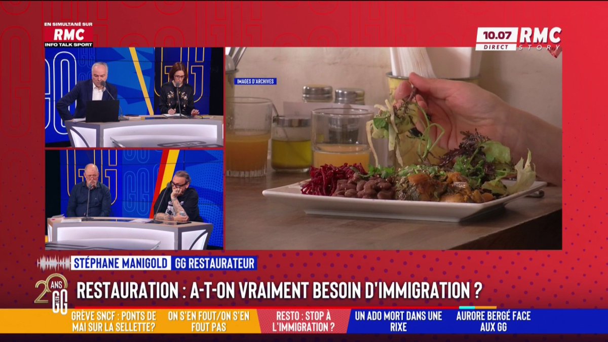 🧑🍳 Restauration : a-t-on besoin d'immigration ? 🎙️ Le ras-le-bol de Stéphane Manigold 🇫🇷 : "Ceux qui bénéficient de l'assurance chômage ont droit à 5 semaines de congés payés. Ça coûte 4 milliards d'euros ! 4 milliards pour des chômeurs ! Ça suffit, j'en ai marre de payer." #GGRMC