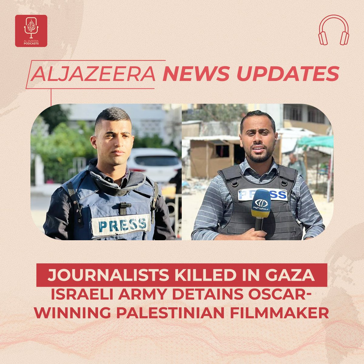 From the killing of journalists in Gaza to the arrest of an Oscar-winning Palestinian filmmaker by Israeli forces, here are your daily #AJNewsUpdates ⤵️ 🎧 For more, subscribe and listen on all podcast platforms: