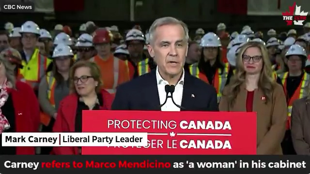 WATCH: After being told he's being criticized by liberal women for having almost all men occupying senior roles in his cabinet, Mark Carney said “That's not correct,” naming 2 women in his office. “Janice Charette. She's a woman. And Hon. Marco Mendicino.” Mendicino is a man. #cdnpoli