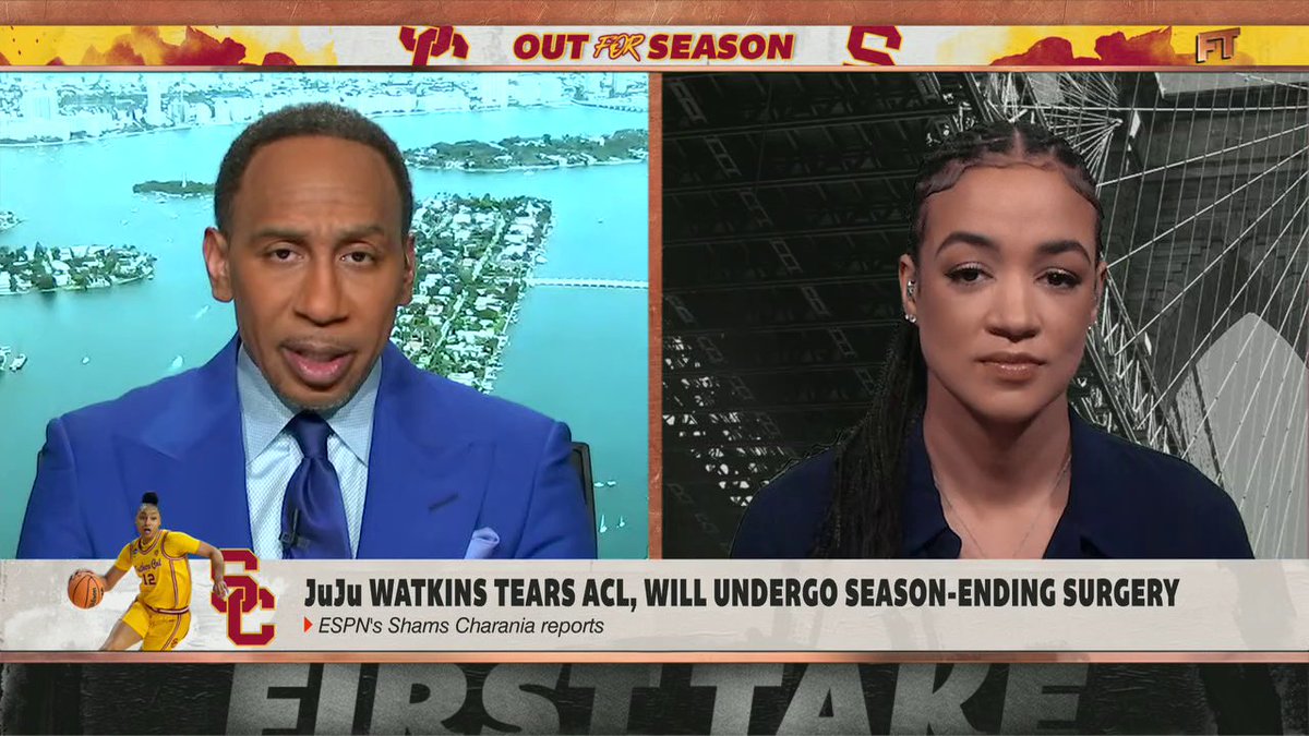 "This is a really sad moment for JuJu ... for the team, for LA, but also just for women's basketball." Andraya Carter and Stephen A Smith react to JuJu Watkins' season-ending ACL injury.