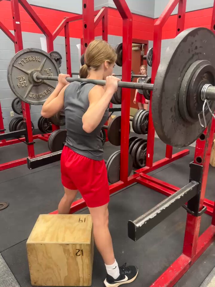 165 for 3x5 at 104 bodyweight for this 7th grader. She plays volleyball, basketball, and runs track. She wouldn’t ever lift if we didn’t lift in-season.