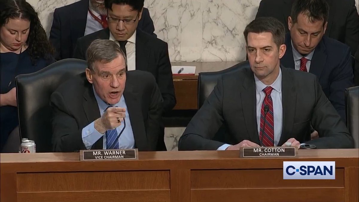 Sen. Cotton: "They testified...that there's no intelligence community classified information, is that correct?" Ratcliffe: "That's correct." Gabbard: "Yes." Sen. King: "That's not correct! She said repeatedly there's nothing classified. Period." Sen. Warner: "Period."