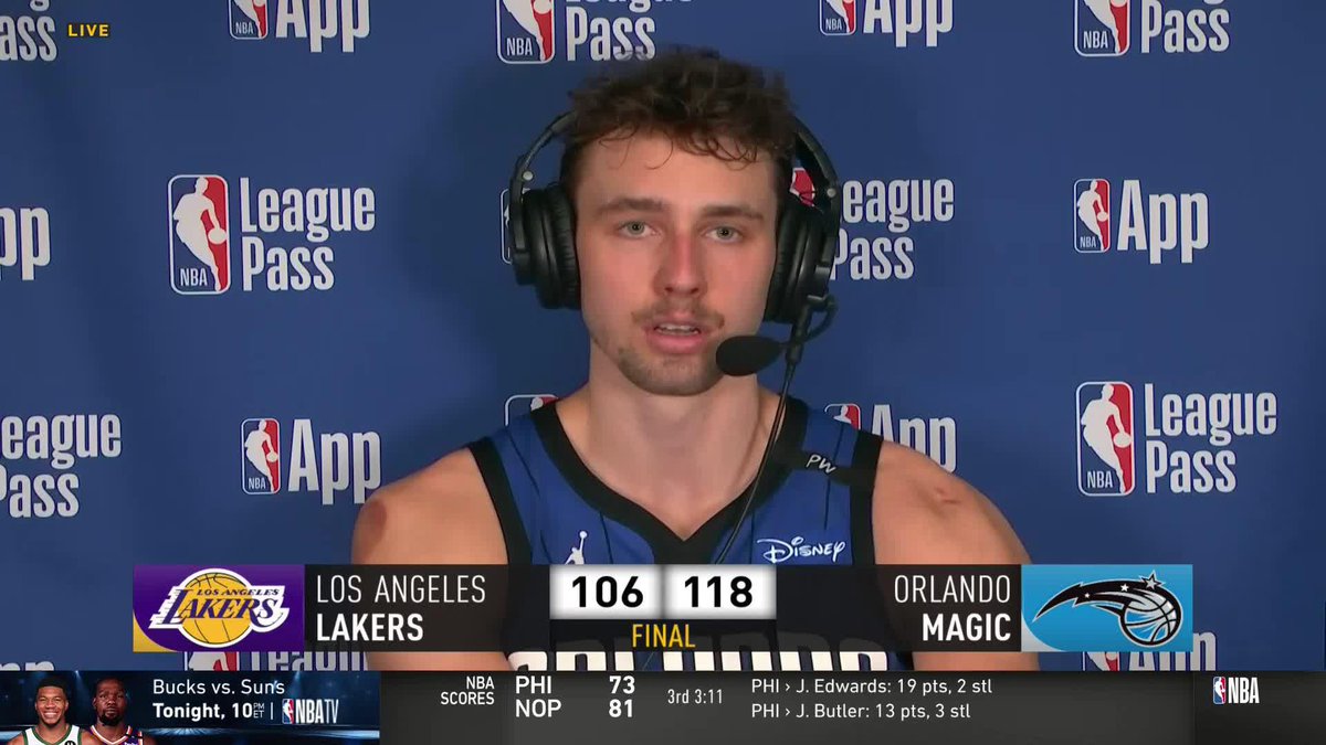 The 1A-1B punch of Franz Wagner & Paolo Banchero was on point in the Orlando Magic win last night 💪 Franz stopped by GameTime as they look to make a postseason push 🗣️
