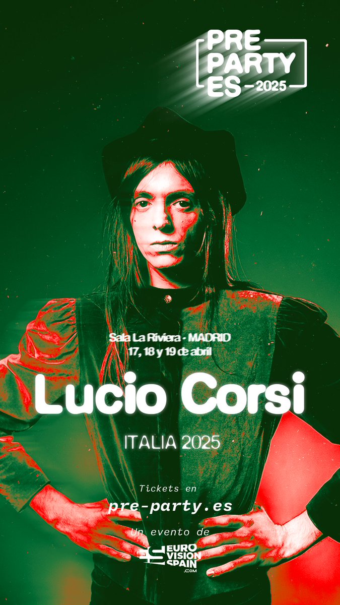 🇮🇹✨ Dalla città dei fiori direttamente a Madrid! ¡Lucio Corsi se une a la #PrePartyES25! 📣 Con Italia ya son 2️⃣4️⃣ las delegaciones confirmadas... pero hay más! 📆 17 al 19 de abril ❗️ÚLTIMOS PACKS 🎟️