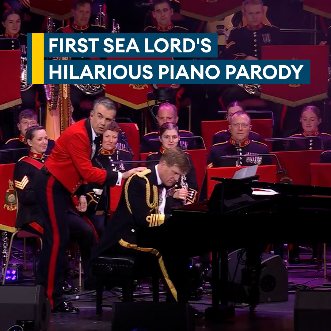 No notes..First Sea Lord captivates the audience, just in his own time 🎹🎵 Admiral Sir Ben Key made a special appearance during the Mountbatten Festival of Music. He joined the Massed Bands of His Majesty's Royal Marines' spectacular performance.The Bands of HM Royal Marines