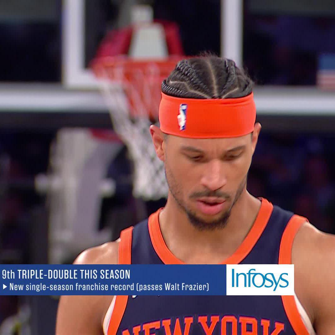 .Josh Hart just passed Walt Frazier for the most triple-doubles in a single-season in Knicks history. Hear from Clyde himself on the accomplishment ⬇️🔊 MSG Networks