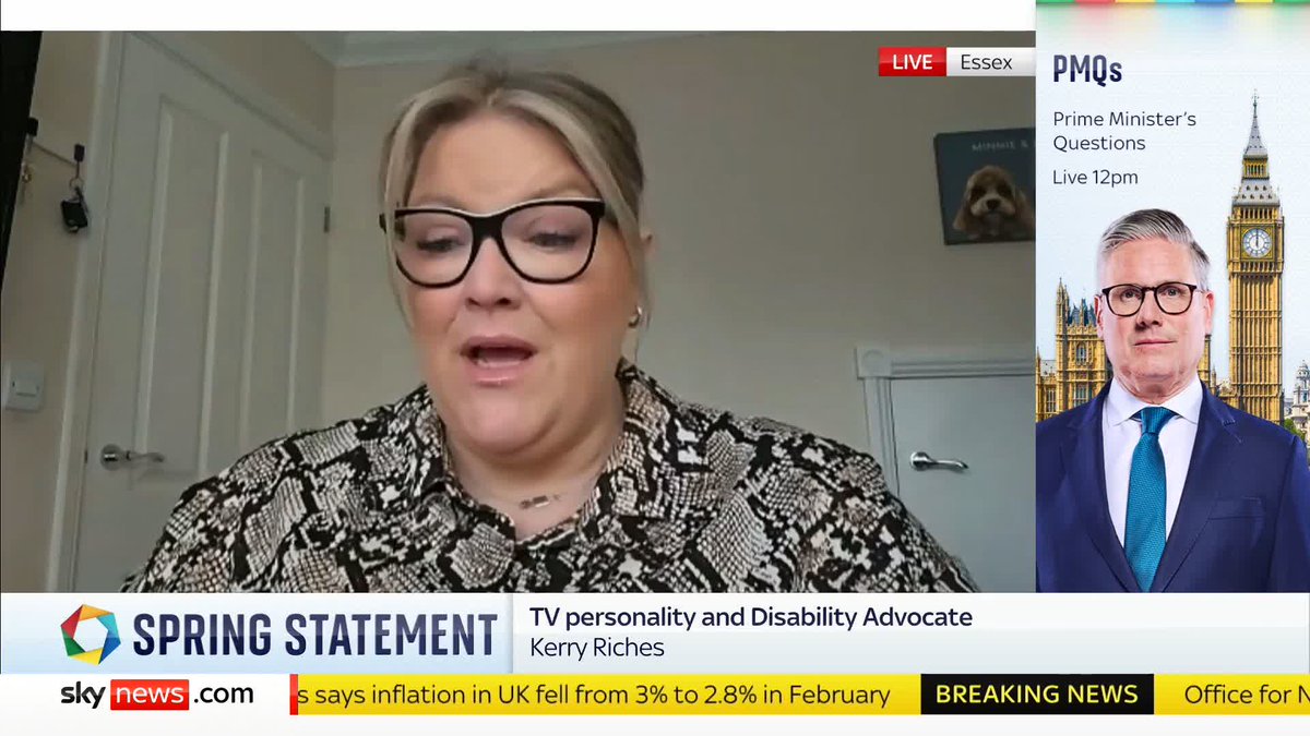 'We are scared. We are worried. We don't feel like we are being looked after,' TV personality and disability advocate Kerry Riches says. Chancellor Rachel Reeves is expected to unveil further welfare cuts in her spring statement today. 📺 Sky 501