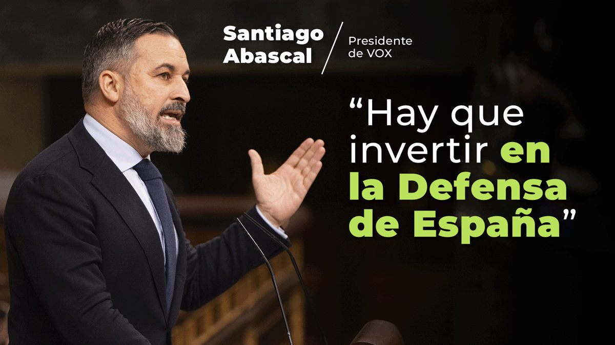 ¡Claro que hay que aumentar el gasto en Defensa! Para proteger nuestras fronteras de la invasión migratoria. 🔴 Santiago Abascal 🇪🇸 en el Congreso ⤵️