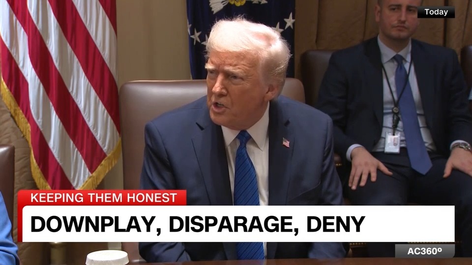The President and his national security team follow a familiar Trump playbook on the leaked war plan story: downplay, disparage and deny.