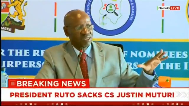 BREAKING: President William Ruto sacks CS Justin Muturi